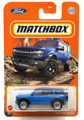 Matchbox Ford Bronco blue finish 34/100 diecast model, ideal for display and collecting