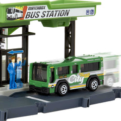 Matchbox charging station with movable hose adds futuristic detail.