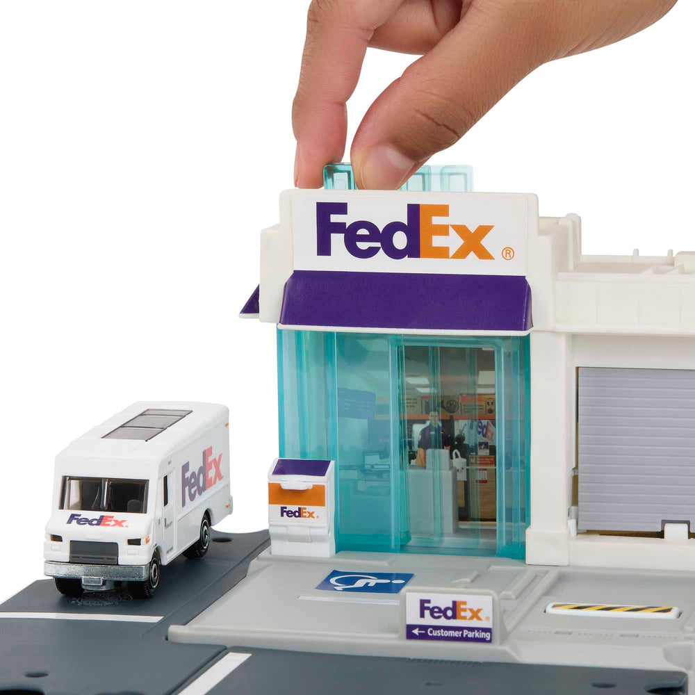 Matchbox FedEx playset loading area ready for role-play adventures.