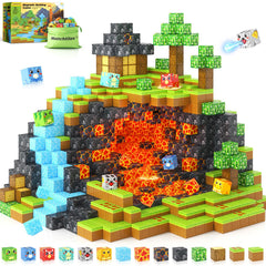 Matchtiles magnetic dinosaur blocks set main image shows vibrant dinos for open-ended play.