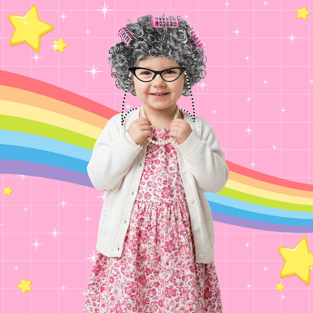 Matiniy old lady glasses with clear lenses for safe, playful cosplay.