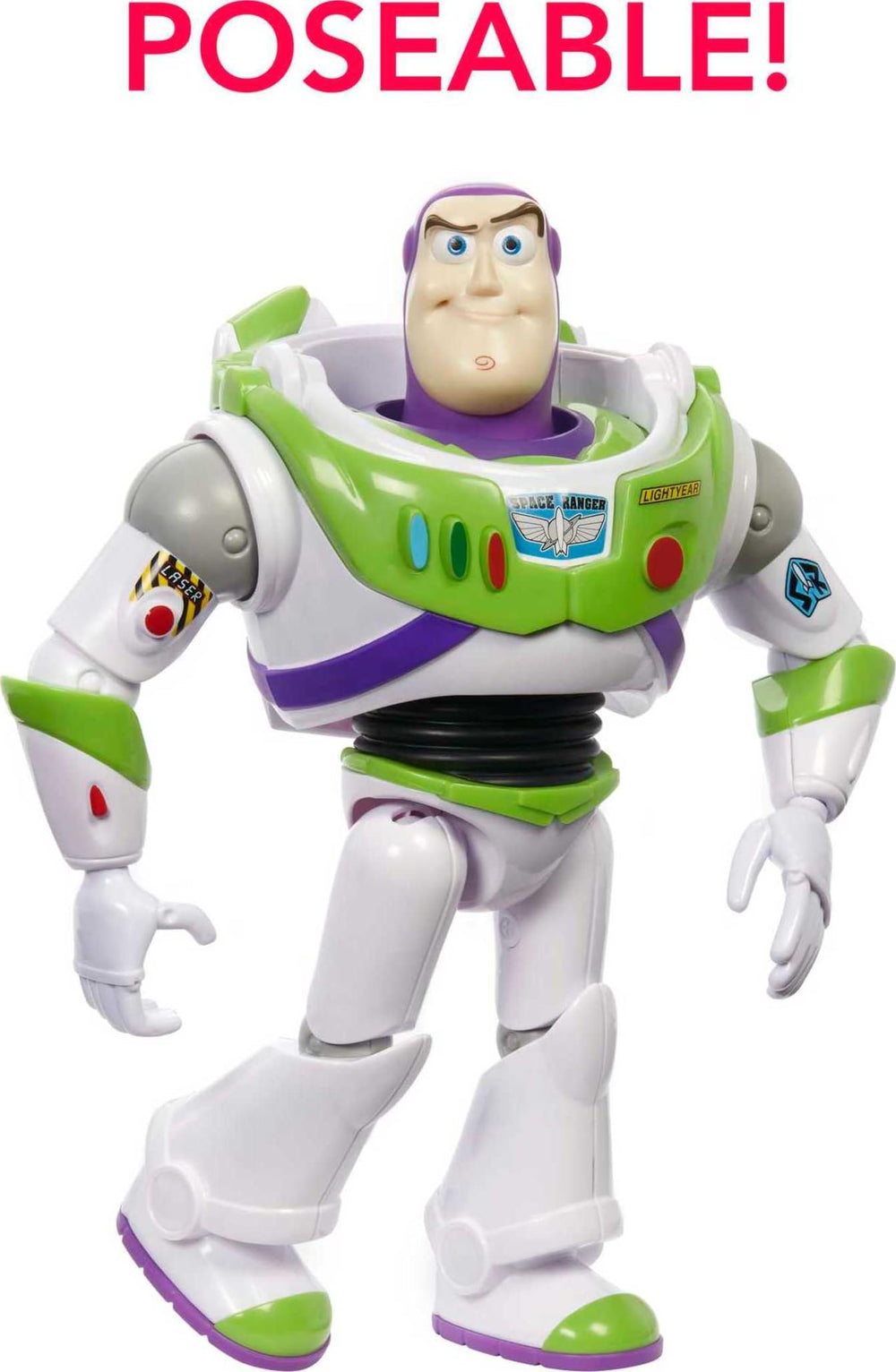 Mattel Buzz Lightyear movie-authentic detail enhances immersive Toy Story play.