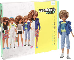 Mattel Creatable World DC-220 doll with interchangeable blonde curly wig for creative play