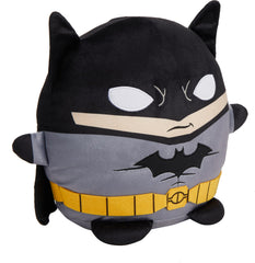 Mattel Cuutopia Batman plush toy back view, recognizable costume details enhance your collection