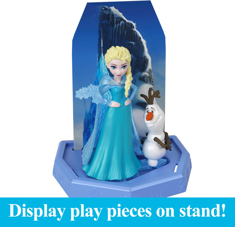 Mattel Disney Frozen Anna or Elsa mini doll measures 3.5 inches for portable play.