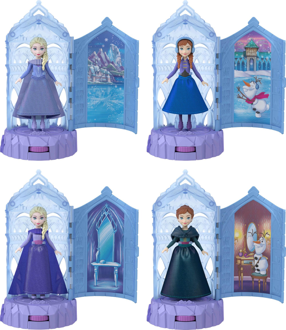 Mattel Disney Frozen Ice Castle Spin Surprise offers varied colors and decorations.
