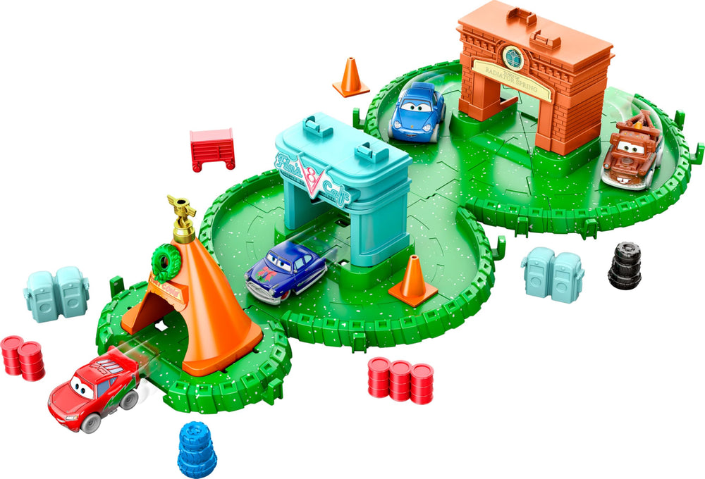 Mattel Disney Pixar Cars mini Lightning McQueen with holiday accents for seasonal play.