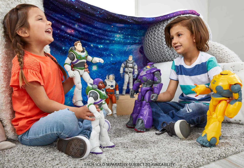 Close-up of Buzz Lightyear XL-15 articulation highlighting 14 joints for dynamic poses.