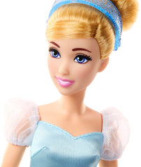 Mattel Cinderella doll with bendable knees for realistic riding poses.