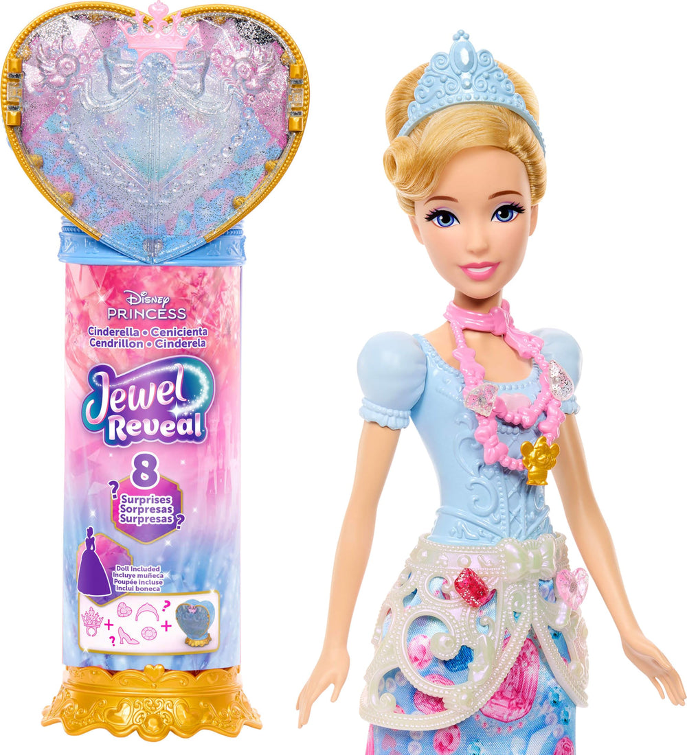 Mattel Cinderella Jewel Reveal doll with gem box and accessories for imaginative play