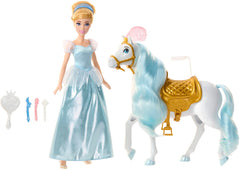 Mattel Cinderella set includes brush and barrettes for grooming and styling.