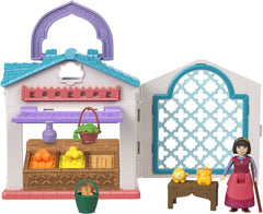 Mattel Disney Wish Dahlia's Rosas Marketplace open front view for portable imaginative play