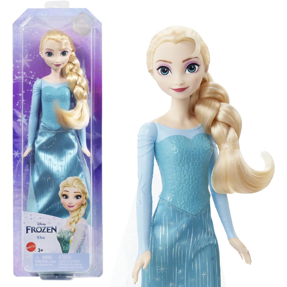 Mattel Elsa doll in blue signature outfit ready for imaginative Frozen play.