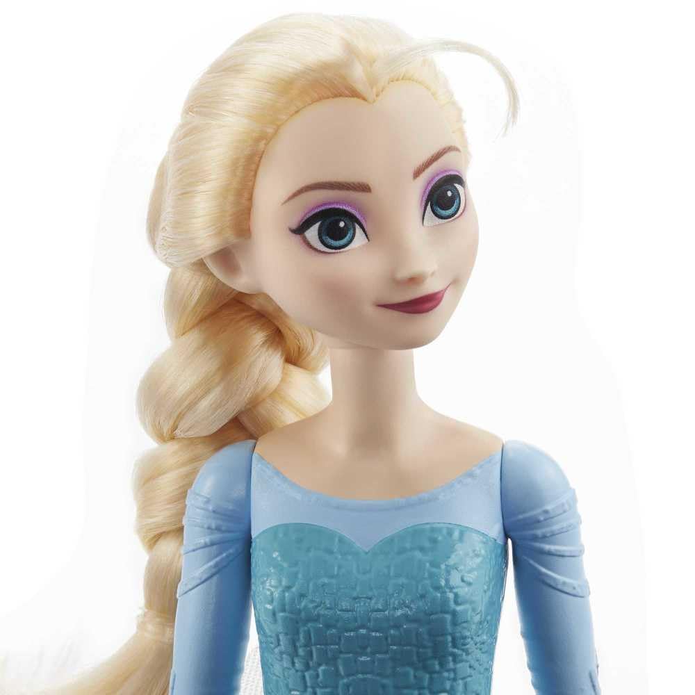 Mattel Elsa doll in signature blue dress for classic Disney look.