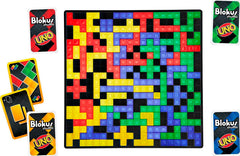 Mattel Games Blokus Shuffle UNO Edition for a lively family game night.