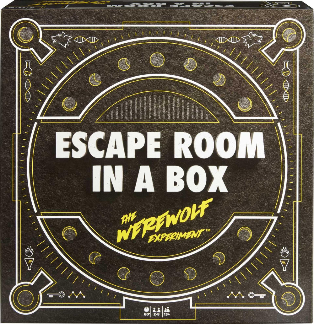 Mattel Games Werewolf Experiment theme art cards providing atmospheric clues.