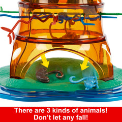 Mattel Games KerPlunk lemurs and sloths figures brighten the playroom.