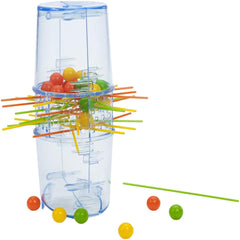 Mattel Games Kerplunk marble-grid requires careful pulls to avoid tipping marbles.