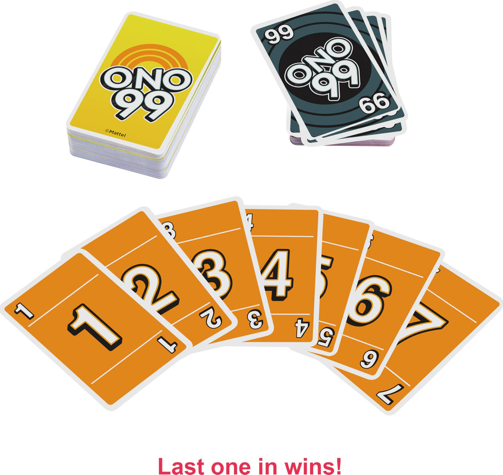 Mattel Games ONO 99 card game minus 10 card adding subtraction options