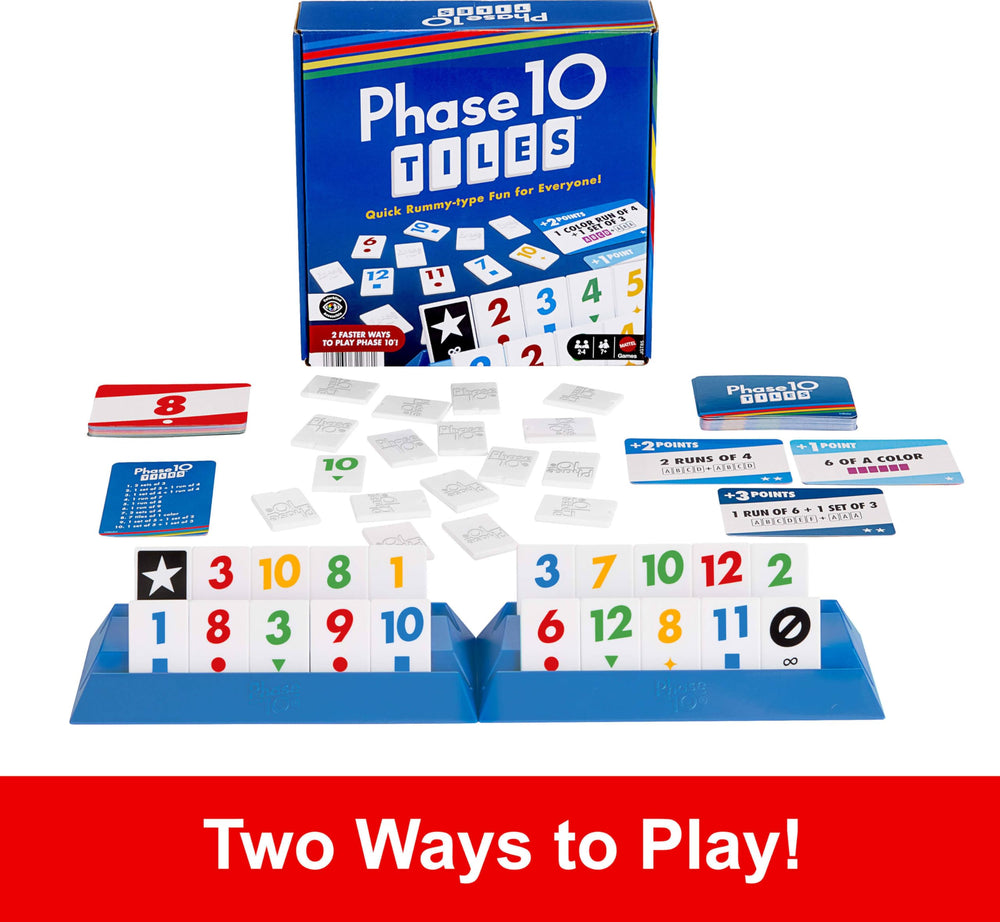 Mattel Phase 10 Tiles wild and skip tiles spark excitement.