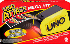Mattel UNO Attack card launcher with lights for suspenseful card bursts.