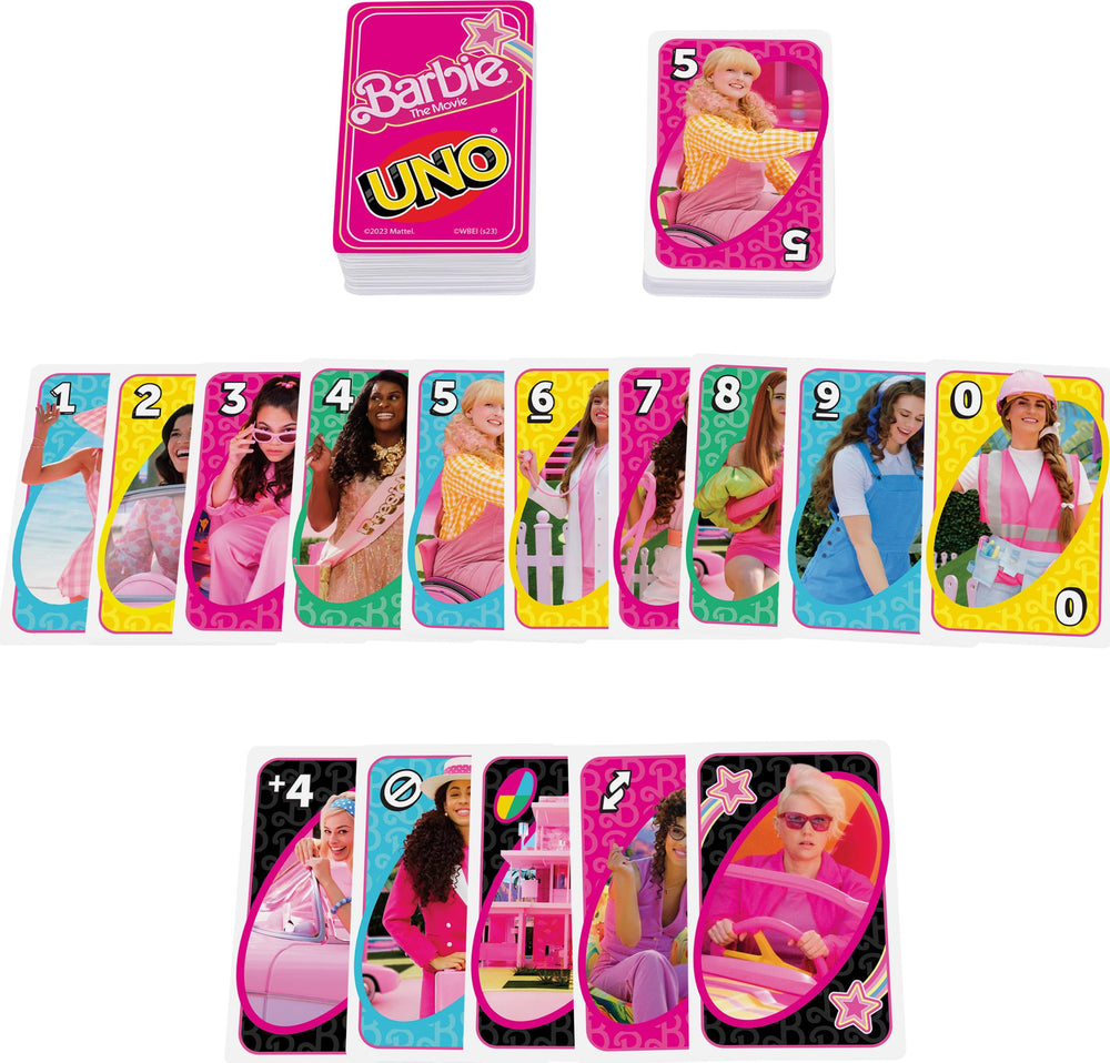 Mattel UNO Barbie The Movie card game supports 2 to 10 players for group play.