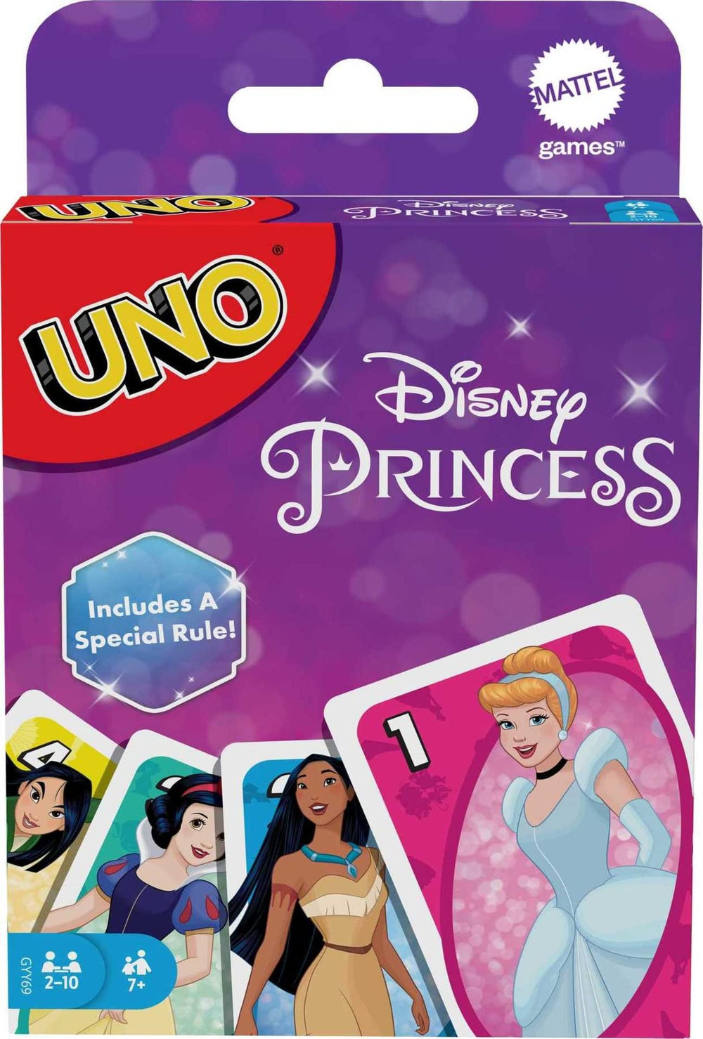 Mattel Games UNO Disney Princesses card illustrations delight kids during family game night.