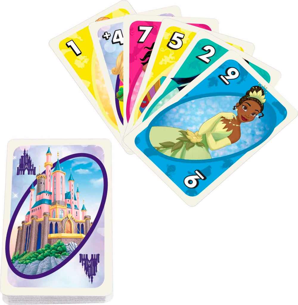 Color-matching action cards showcase princesses for vibrant, engaging play.