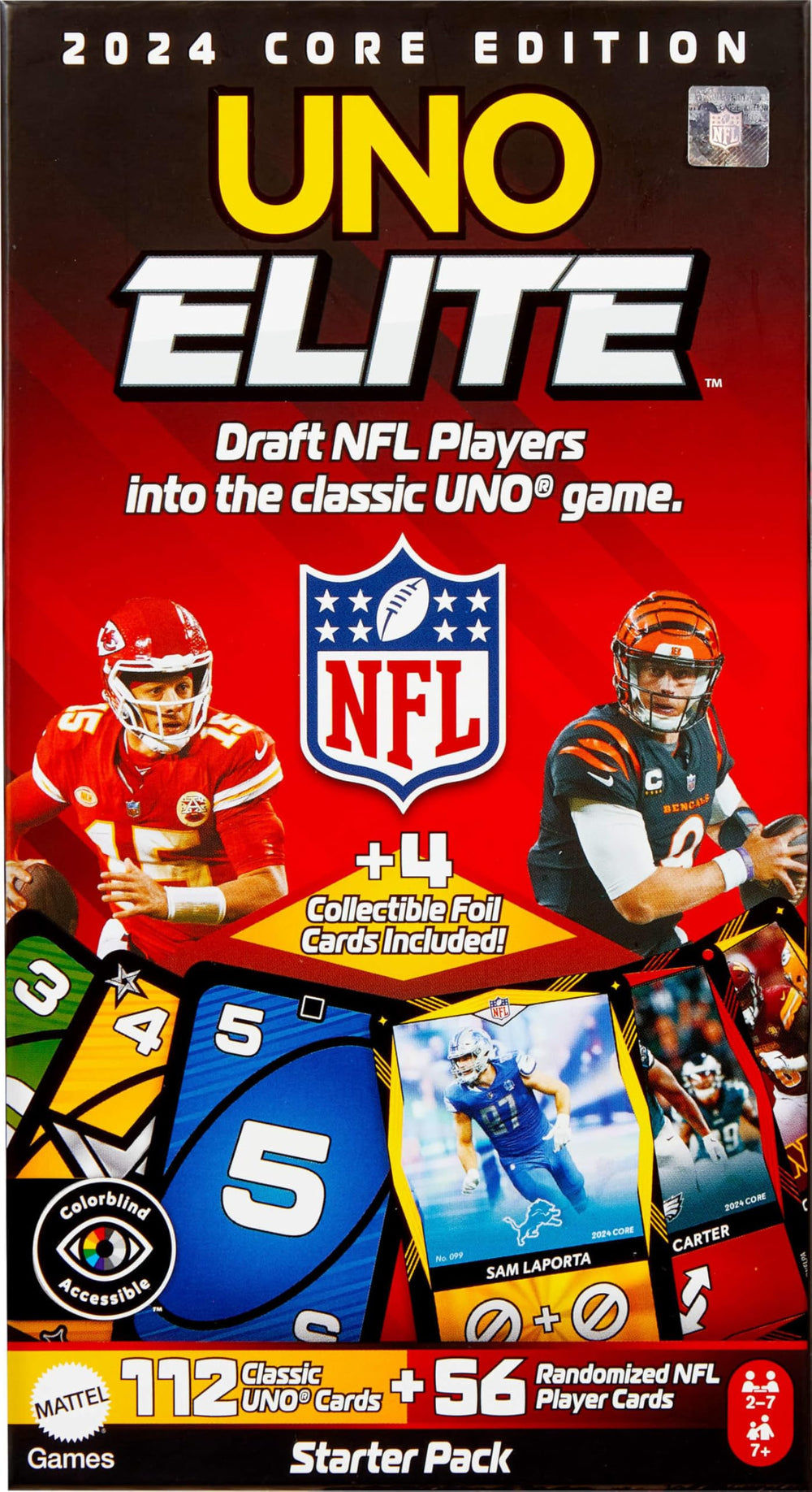 Mattel Games UNO Elite NFL Core Edition deck for fast, family-friendly play.