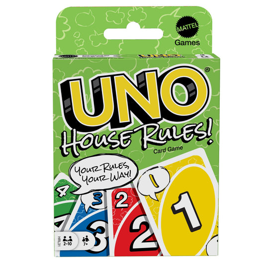Mattel Games UNO House Rules on a lively game-night setup for family fun