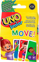 Mattel Games UNO Junior Move card play shows active color and number matching for kids