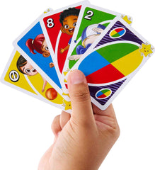 Mattel Games UNO Junior Move star action demonstrates Move! card effects encouraging movement