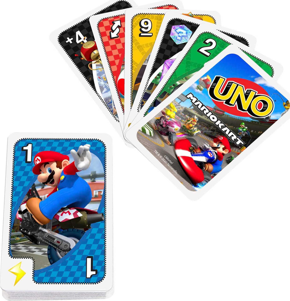 Mattel Games UNO Mario Kart wild card in action adds excitement to rounds