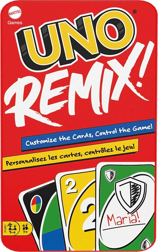 Mattel Games UNO Remix tin storage keeping the deck ready for family game night