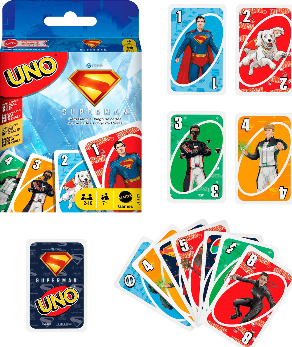 Mattel Games UNO Superman family-night visuals invite shared screen-free fun