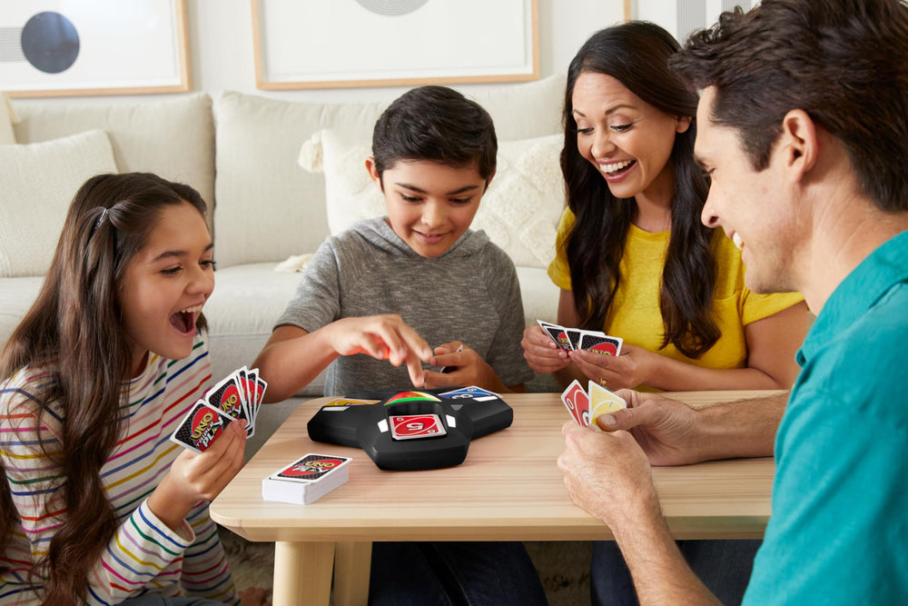 UNO Triple Play lights illuminate gameplay and show which pile to use.