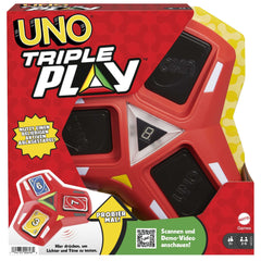 Mattel Games UNO Triple Play unit with lights and three lit piles for exciting play