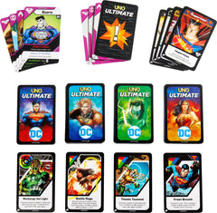 Mattel Games UNO Ultimate DC Card Game family night setup with kids and adults.