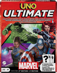 Mattel Games UNO Ultimate Marvel Captain Marvel deck for fast-paced family play.