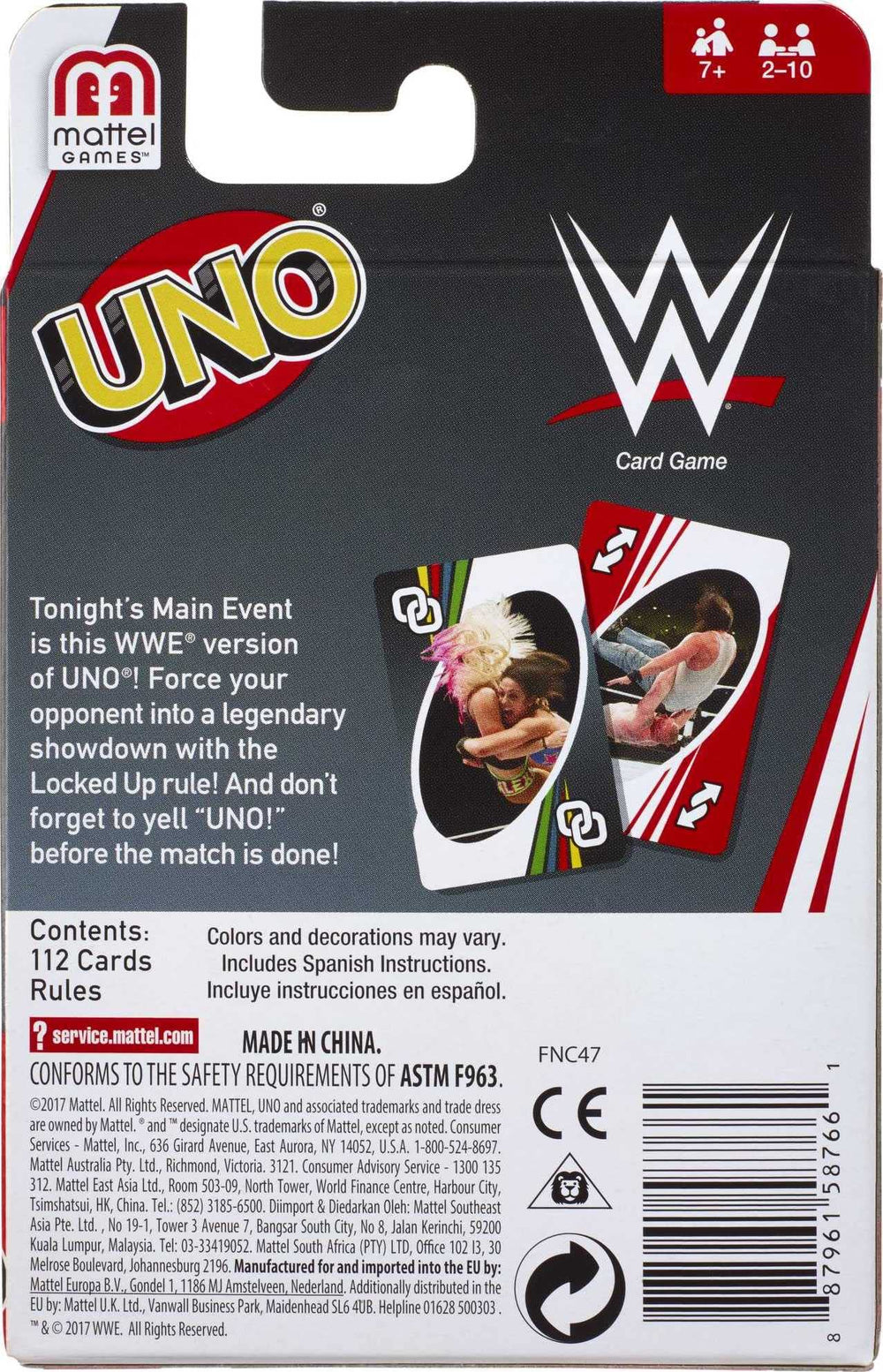 Mattel Games UNO WWE edition wild and action cards for strategic play