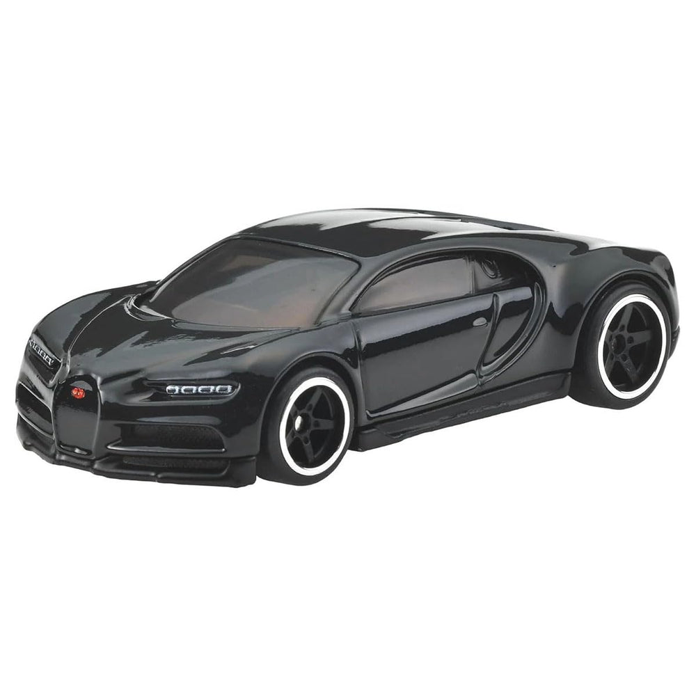 Mattel Hot Wheels Collector Bugatti Chiron front view highlights premium metal body and Real Riders tires.