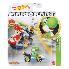 Mattel Hot Wheels Mario Kart Yoshi standard kart front view highlights detailed die-cast design