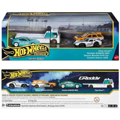 Mattel Hot Wheels Premium BRE Datsun 1:64 window-box packaging promotes display.