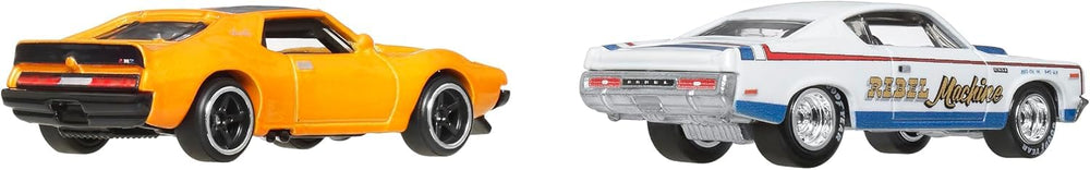 Mattel Hot Wheels Premium Rebel Machine graphics highlighting authentic branding.