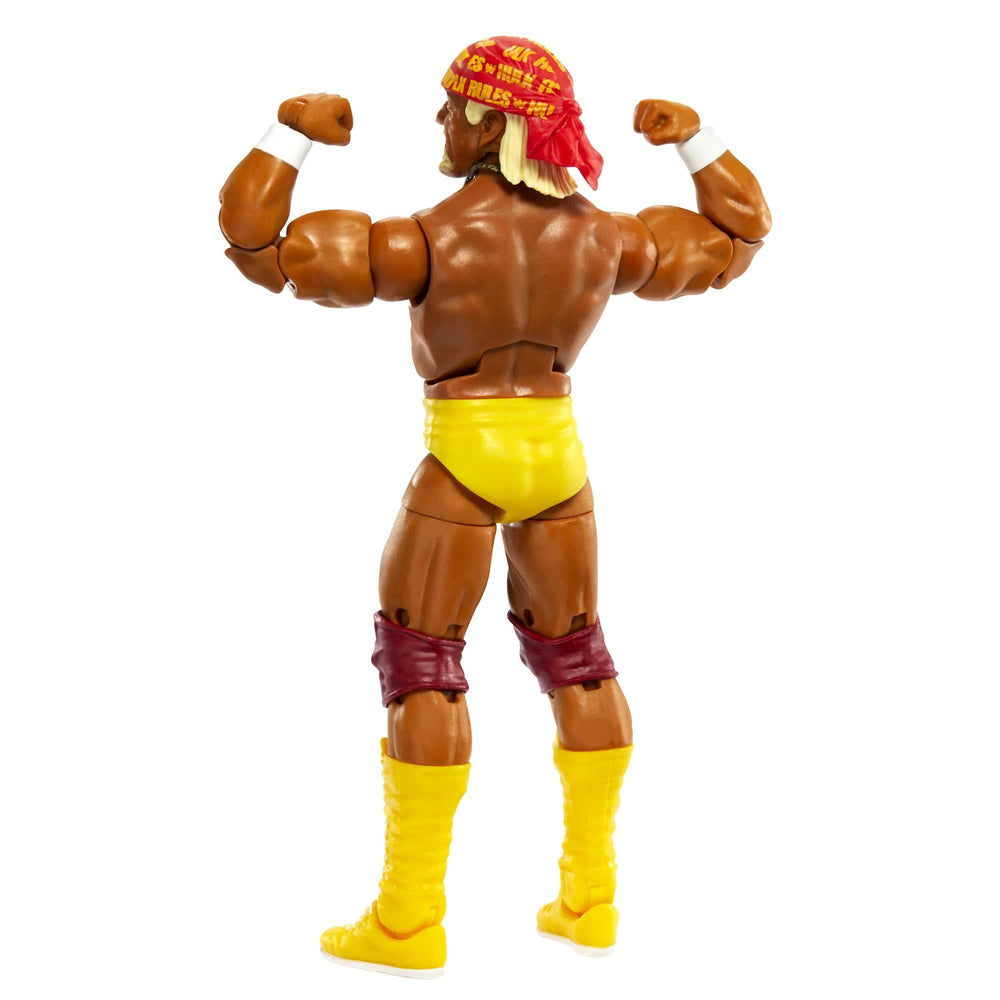 Mattel Hulk Hogan Elite championship belt enhances display storytelling.