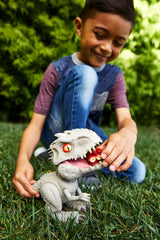 Mattel Indominus Rex bite reflex action for dynamic chomping play.