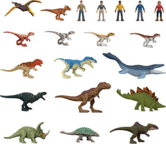 Mattel Jurassic Park MINIS Chaos Theory 20-Pack display of dinosaurs for imaginative play