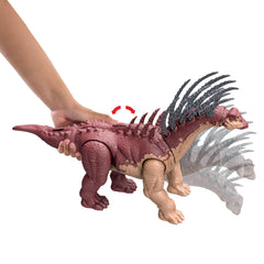 Mattel Jurassic World Bajadasaurus detailed habitat deco enriches authentic play environment.