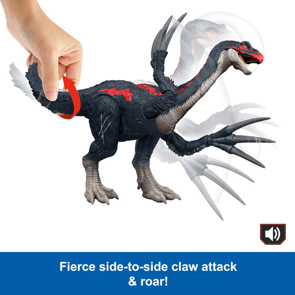 Mattel Jurassic World Chaos Theory Therizinosaurus Detailed Sculpt enhances realistic dinosaur play.