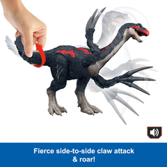 Mattel Jurassic World Chaos Theory Therizinosaurus Detailed Sculpt enhances realistic dinosaur play.